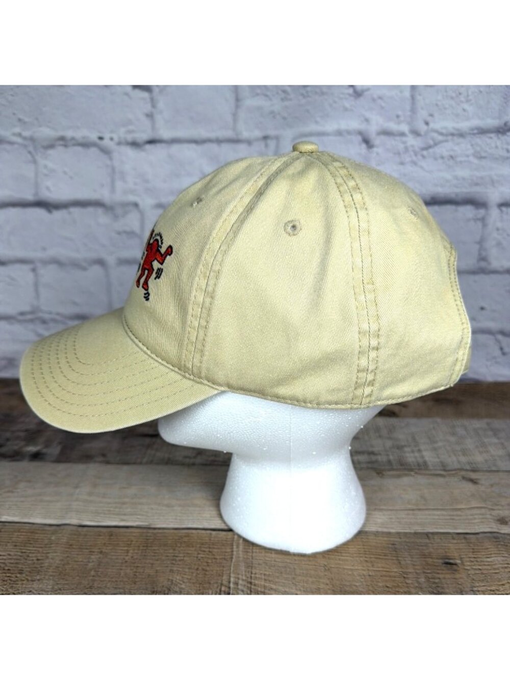 Keith Haring Dancing Figures Adjustable Baseball Cap Khaki Tan Dad Hat Cotton - Picture 3 of 12